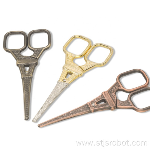 High Quality Eiffel Tower Shape Design Red Copper Small Stainless Steel Beauty Craft Scissors